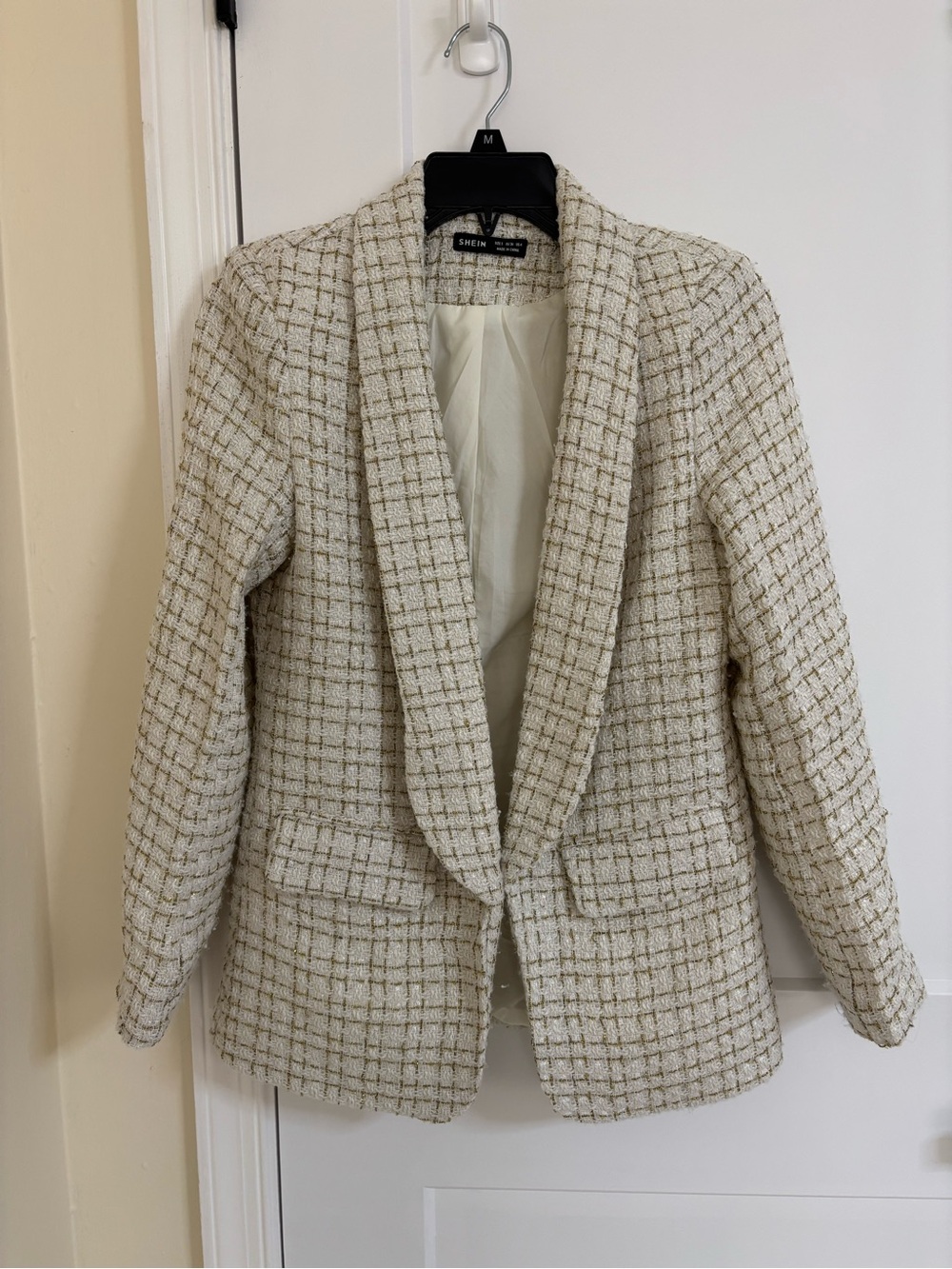 SHEIN Frenchy Tweed Shawl-Collar Blazer